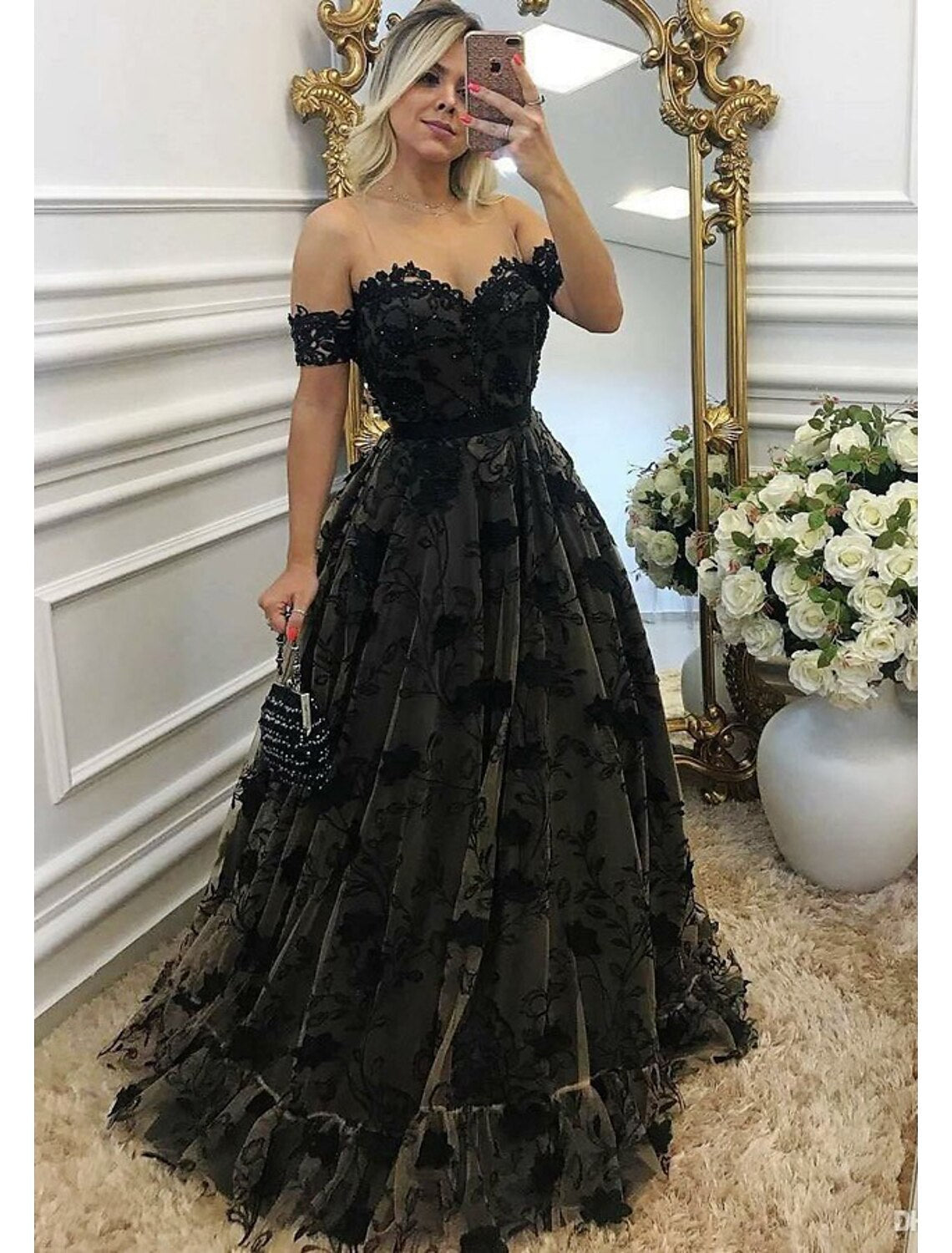 Vestido de fiesta de corte A, con bloques de color, formal, largo hasta el suelo, sin mangas, escote corazón, estilo Familia Addams, encaje, sin espalda y apliques de cuentas.