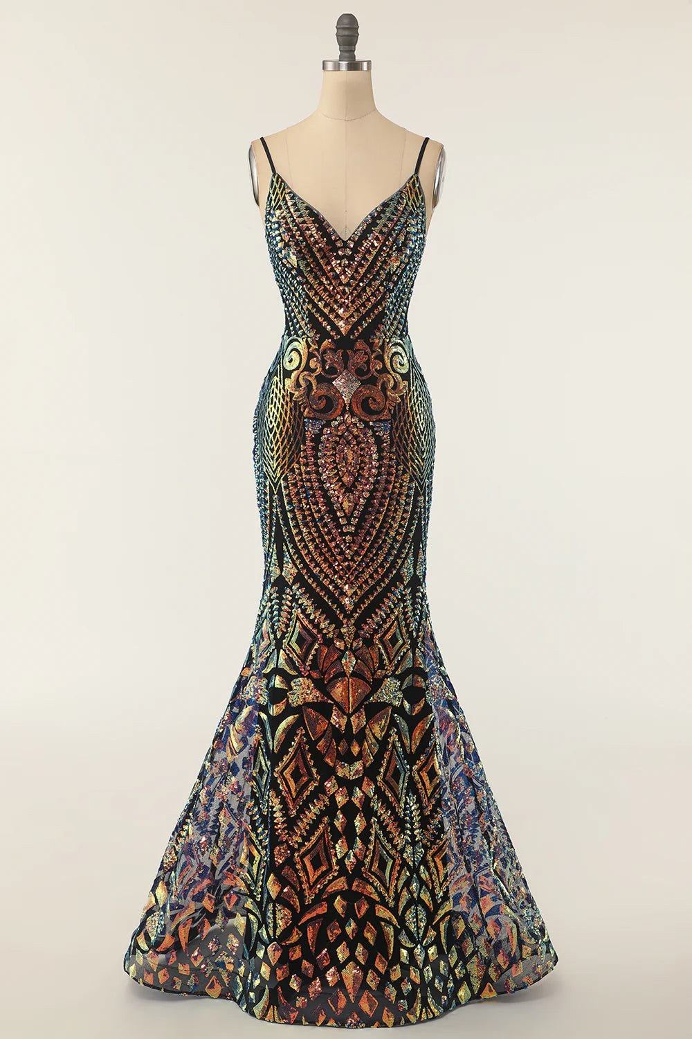 Vestido de fiesta de sirena negro con lentejuelas