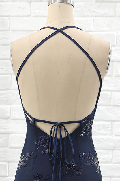 Vestido de fiesta de sirena con tirantes finos 