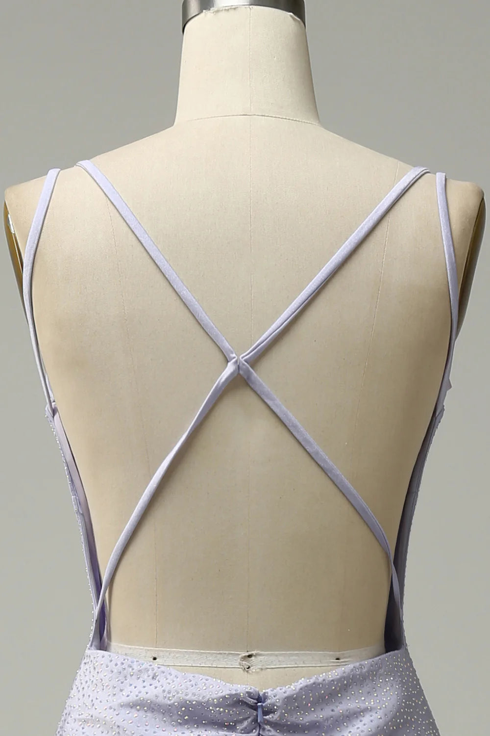 Vestido de fiesta largo color lila con tirantes finos y sirena de Amzcw 