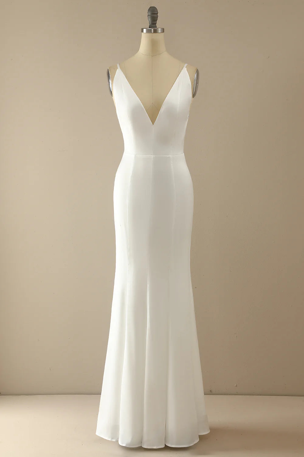 Vestido de fiesta largo con escote en V y corte sirena en azul 