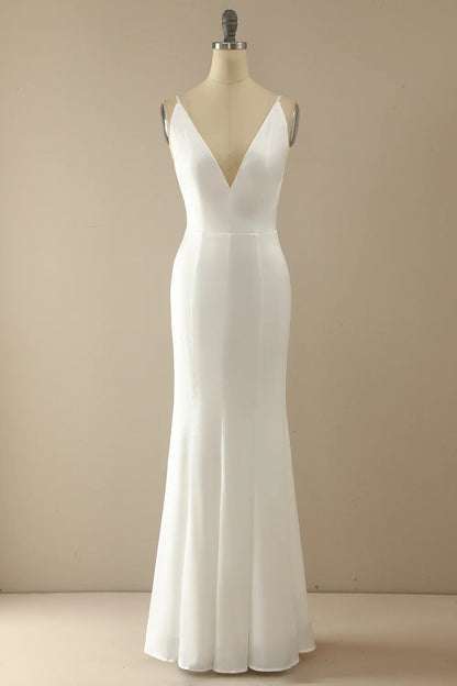 Vestido de fiesta largo con escote en V y corte sirena en azul 