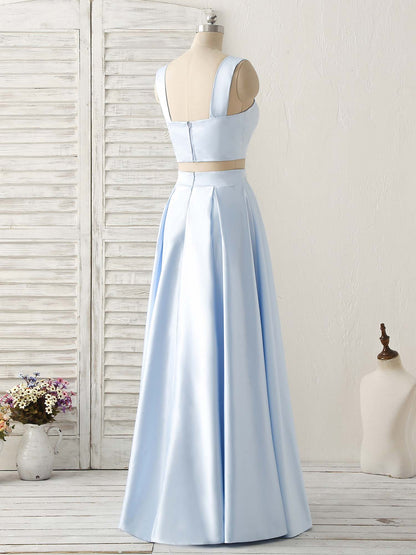 Vestidos de fiesta de satén azul con escote en forma de corazón y corte en A, vestidos de noche económicos hasta el suelo. 