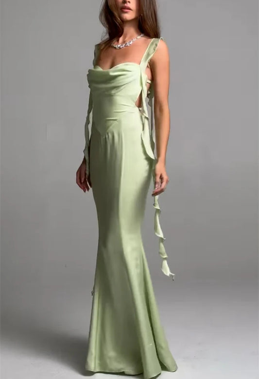 Sheath/Column Strapless Sleeveless Floor-Length Long Prom Dresses With Sash