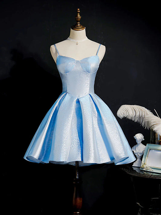 Amzcw Cute blue sweetheart neck short prom dress blue homecoming dress prom dresses shops ﻿