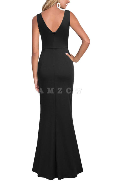 Amzcw Women Sleeveless V Neck Split Evening Cocktail Long Dress dresses evening wear