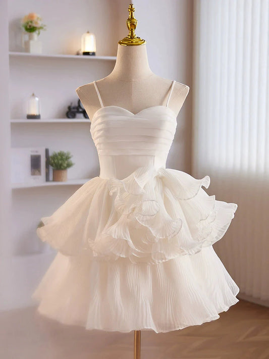 Amzcw Cute Sweetheart Neck Organza White Short Prom Dress Cute Homecoming Dress prom dresses shops 