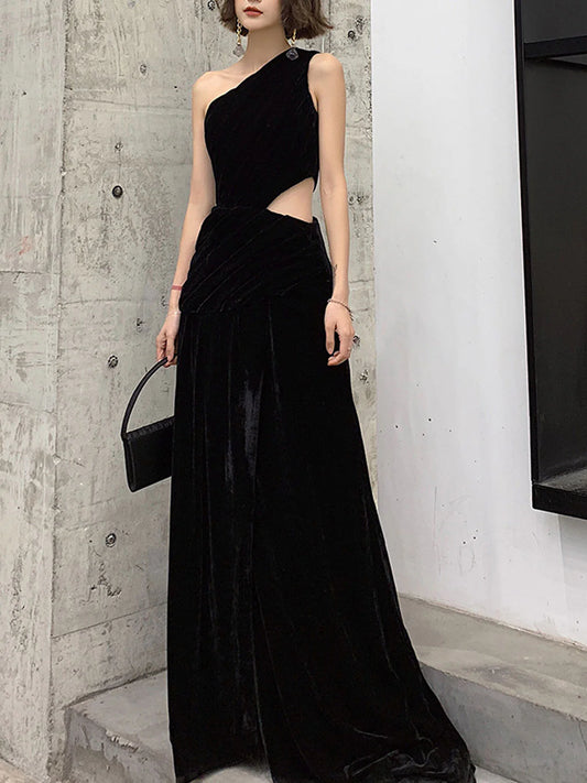 Vestido de fiesta largo de terciopelo negro Amzcw, vestido de noche de terciopelo negro, tiendas de vestidos de fiesta 