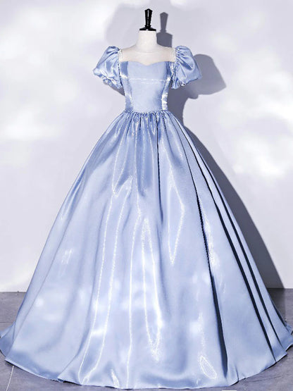 Vestido de fiesta largo de satén azul Amzcw Vestido de noche formal de satén azul Vestido de fiesta en tienda 