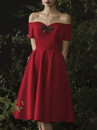 Vestido de fiesta corto con escote corazón color burdeos de Amzcw, vestido de fiesta color burdeos para regreso a casa, vestido de fiesta en tienda 