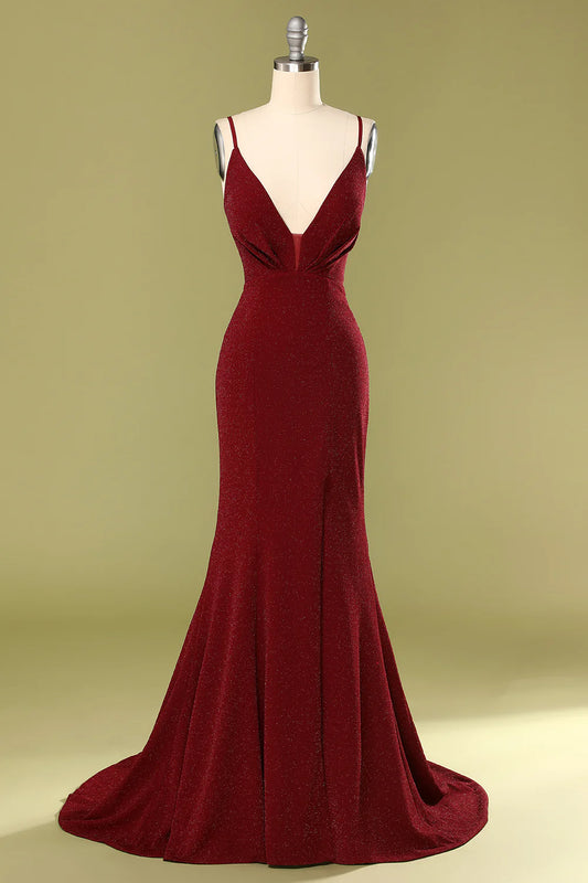 Vestidos de noche con escote en V burdeos de Amzcw, vestidos de noche, vestidos de fiesta, tiendas