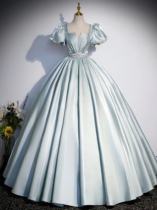 Amzcw A-Line Blue Satin Long Prom Dress Niebieska długa formalna sukienka w sklepie 