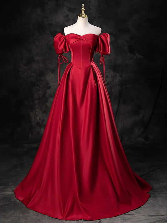 Suknia balowa Amzcw A-Line Sweetheart Neck w kolorze bordowym, długa, burgundowa, formalna sukienka, suknia balowa w sklepie 