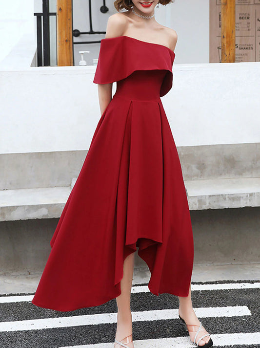Amzcw Simple burgundy prom dress burgundy evening dress formal wear dresses