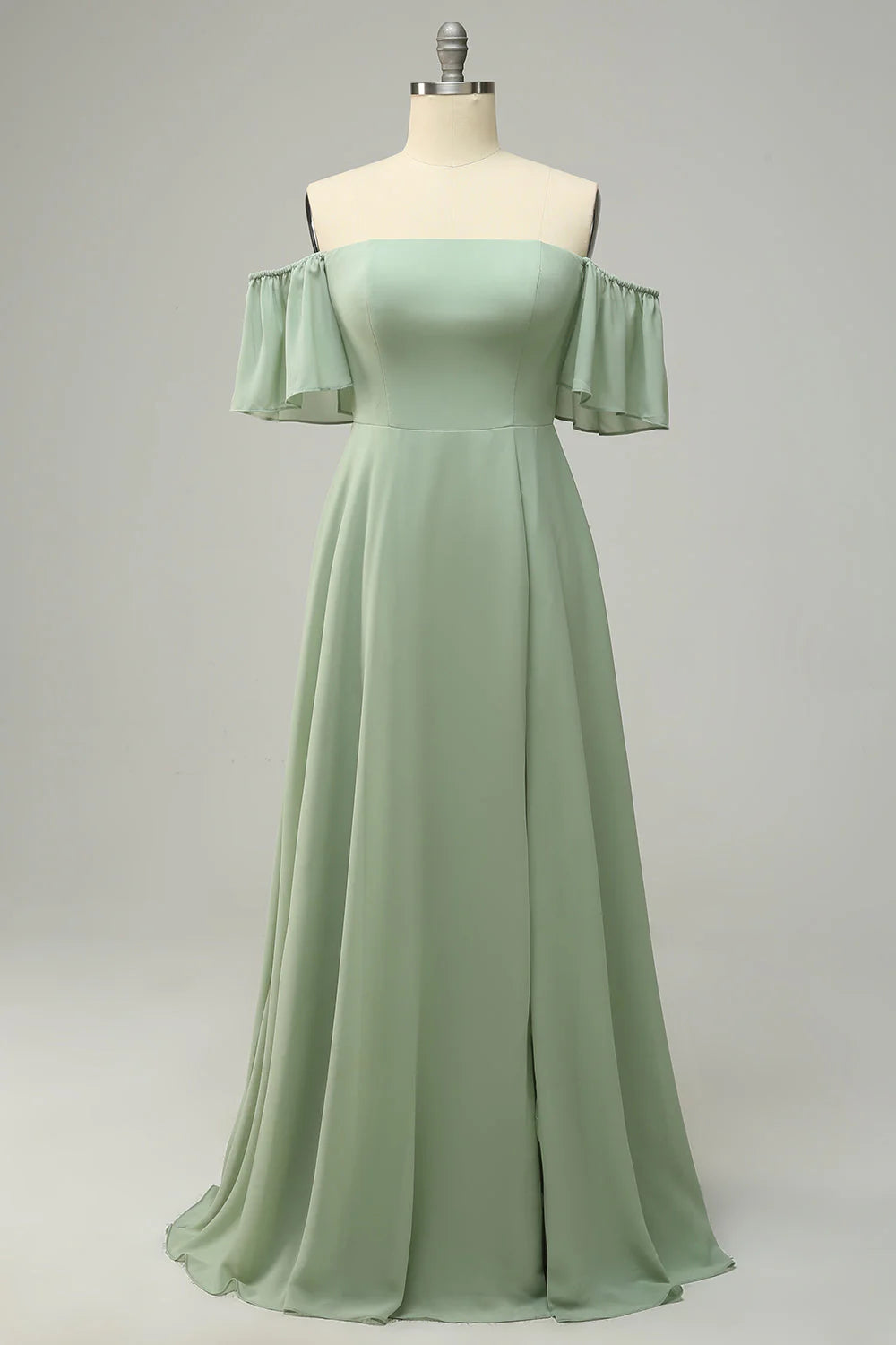 Vestido de dama de honor verde con hombros descubiertos y estampado de Amzcw, talla grande 