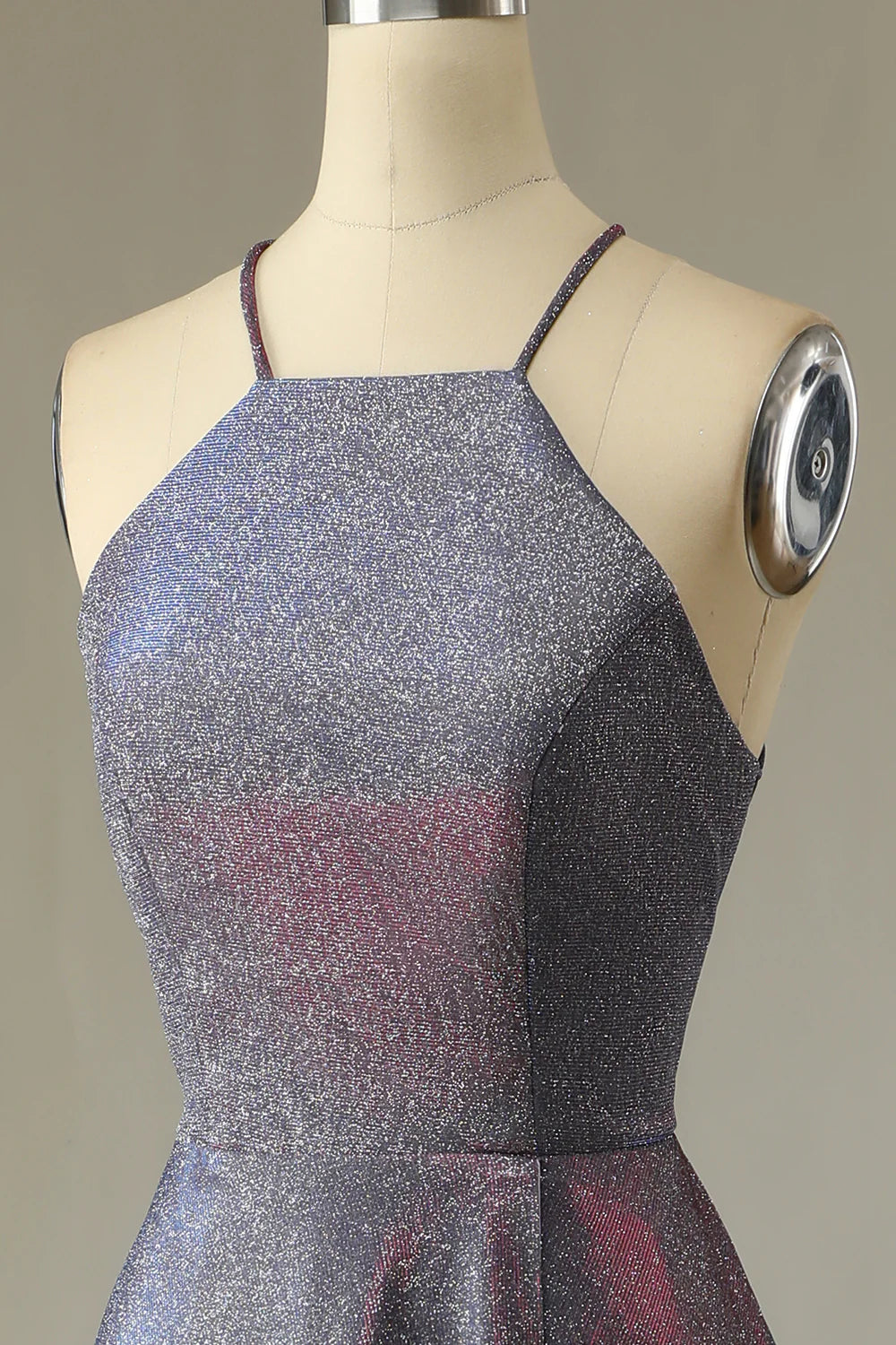 Vestido de fiesta largo morado brillante