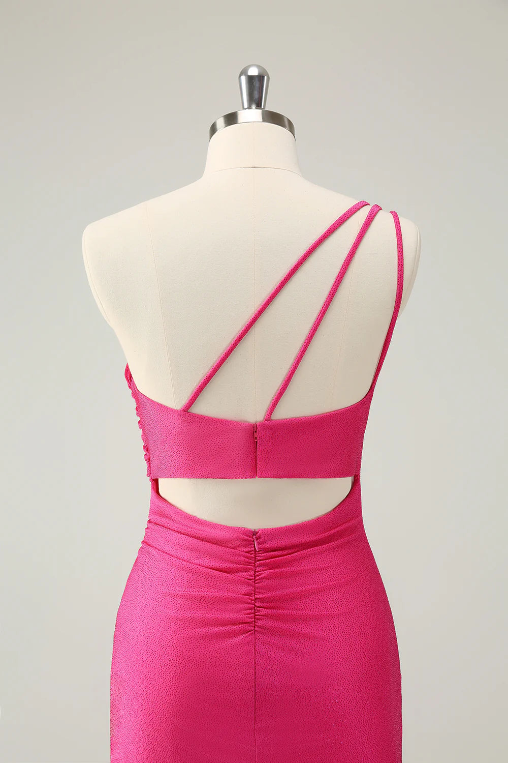 Amzcw Unique Hot Pink One Shoulder Pleated Short Tight Homecoming Dress