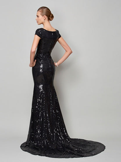 Vestidos largos para madre de la novia con corte A/princesa, cuello alto y mangas cortas