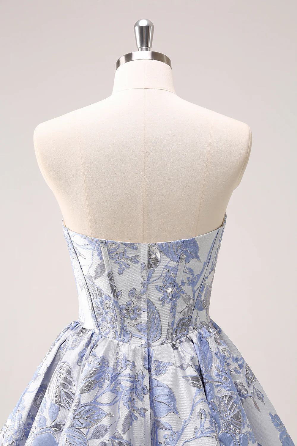 Amzcw Cute Blue A Line Sweetheart Print Corset Short Homecoming Dress with Ruffles