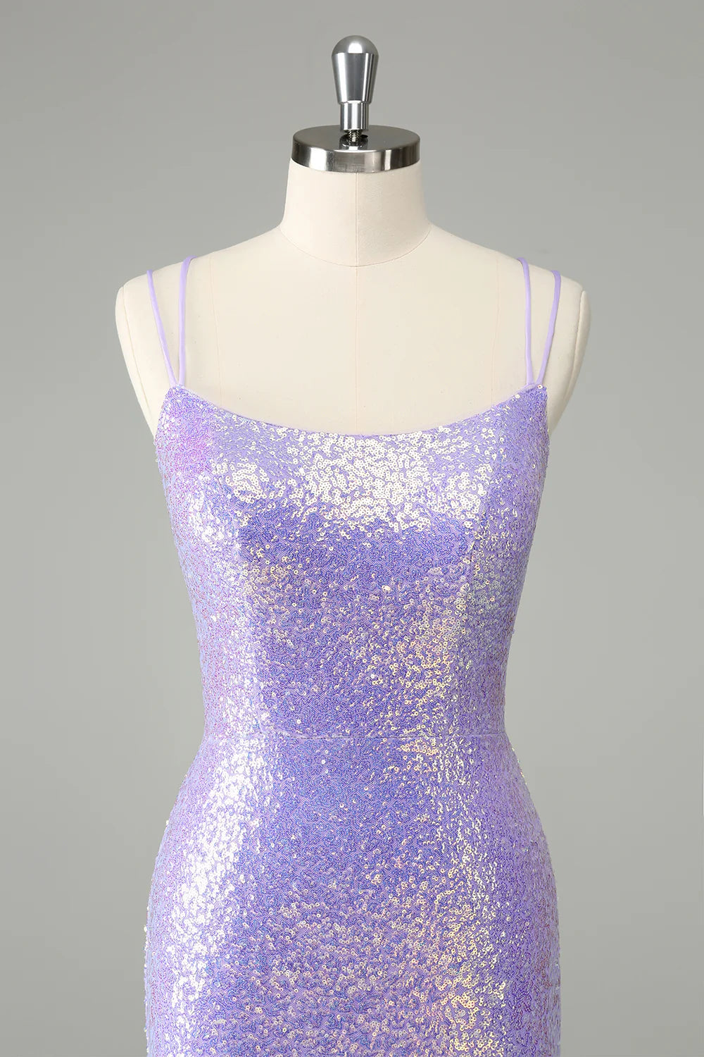Amzcw Gorgeous Bodycon Lilac Corset Sequin Short Homecoming Dress with Tassel