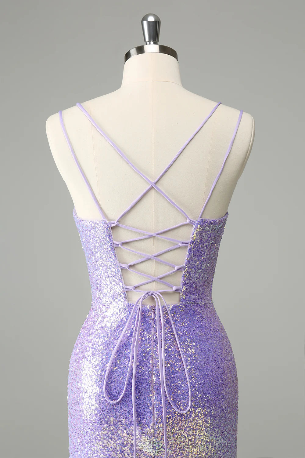 Amzcw Gorgeous Bodycon Lilac Corset Sequin Short Homecoming Dress with Tassel