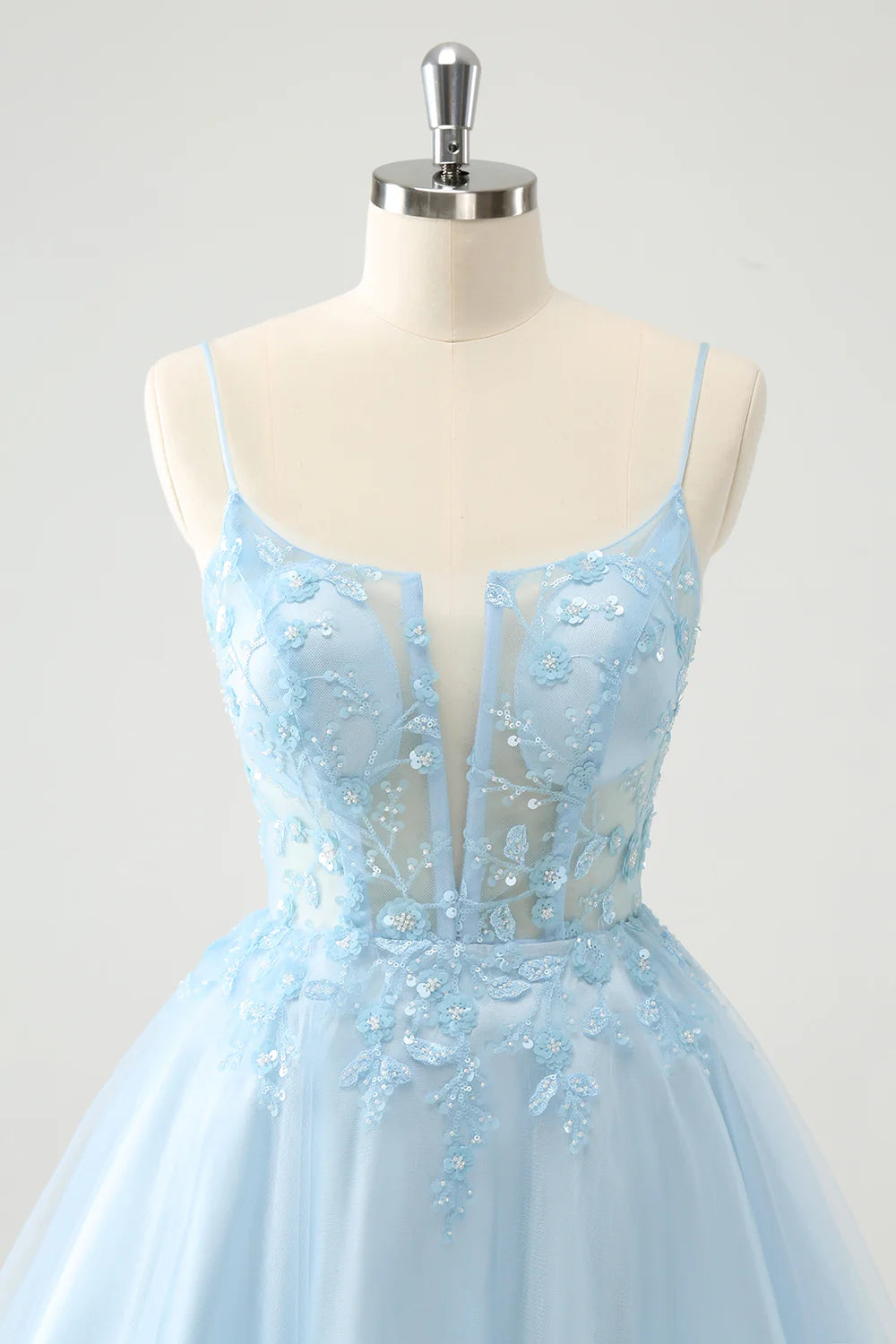 Amzcw Cute Sparkly Blue A Line Sequins Corset Short Homecoming Dress with Lace Up Back