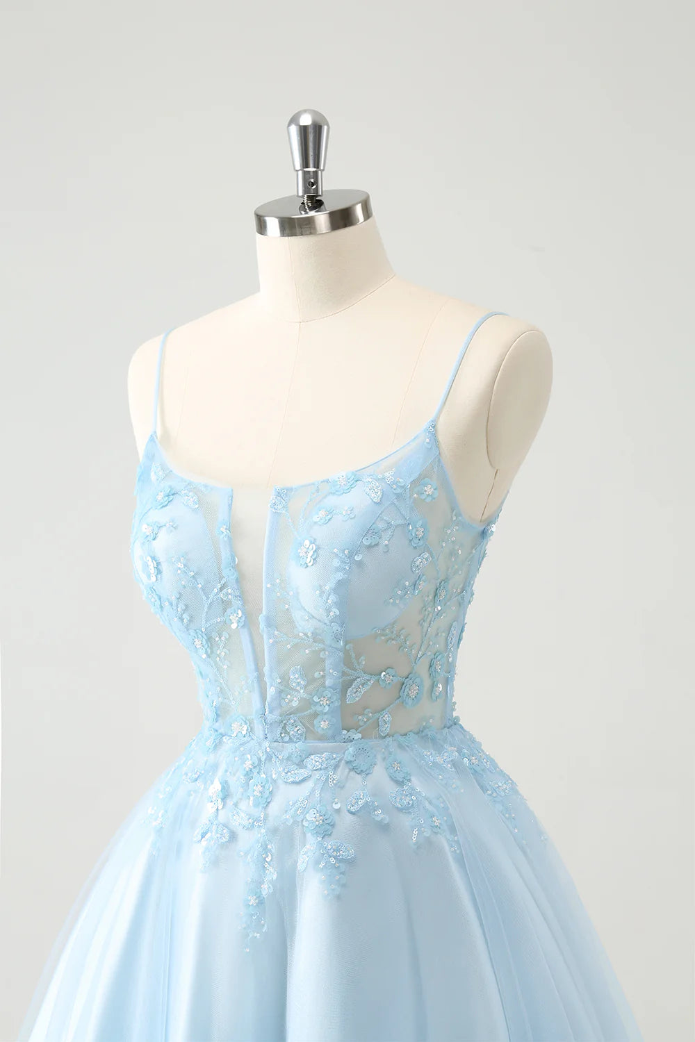 Amzcw Cute Sparkly Blue A Line Sequins Corset Short Homecoming Dress with Lace Up Back