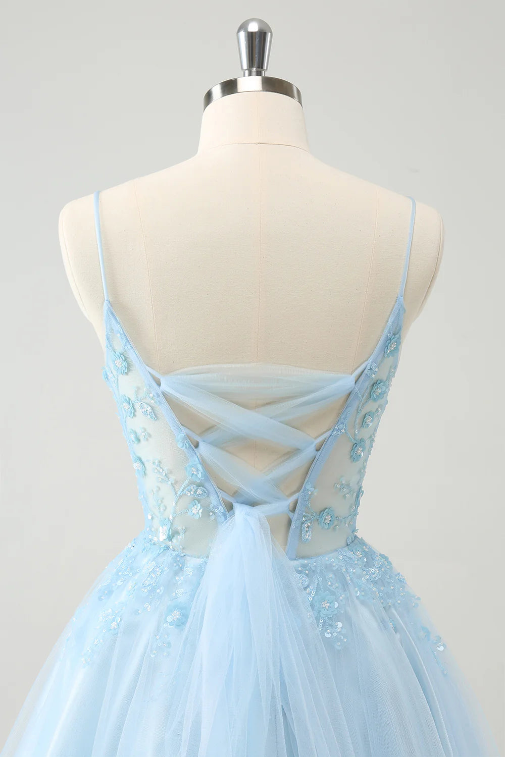 Amzcw Cute Sparkly Blue A Line Sequins Corset Short Homecoming Dress with Lace Up Back