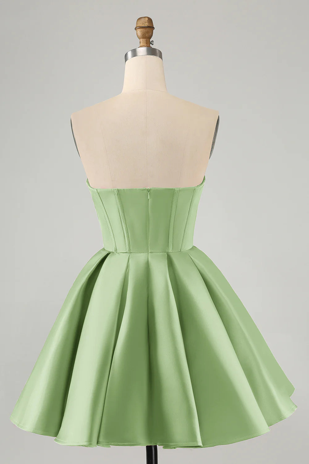 Amzcw Cute Green A Line Sweetheart Corset Short Homecoming Dress with Beading