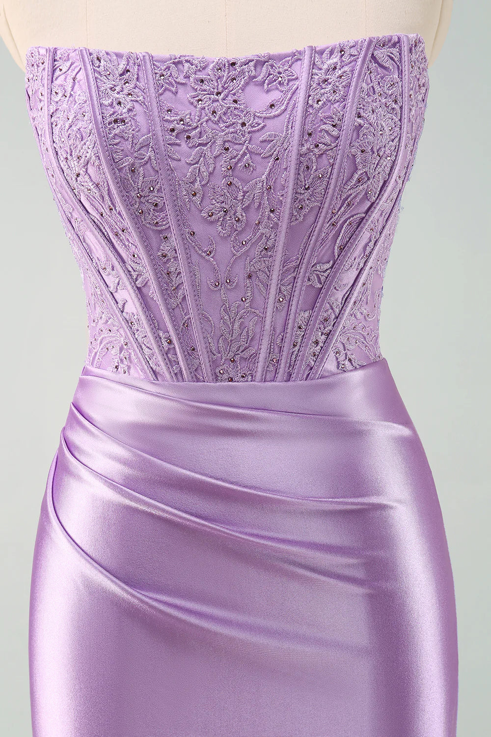 Amzcw Stylish Purple Bodycon Pleated Beaded Corset Short Homecoming Dress