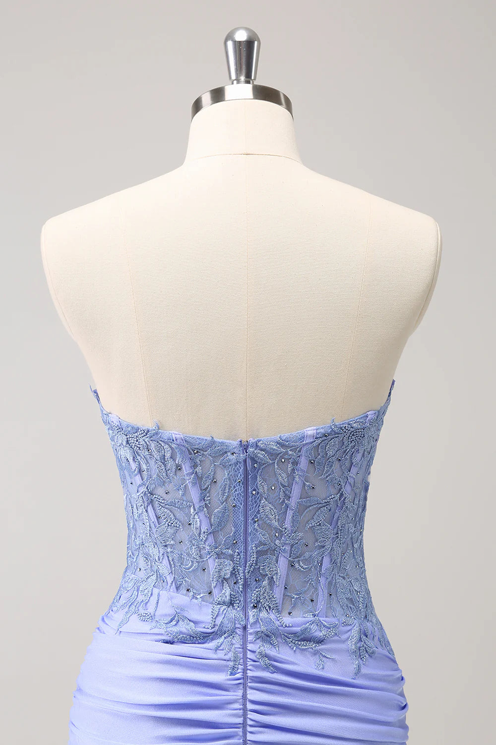 Amzcw Glitter Lilac Tight Sweetheart Corset Short Pleated Homecoming Dress with Beading