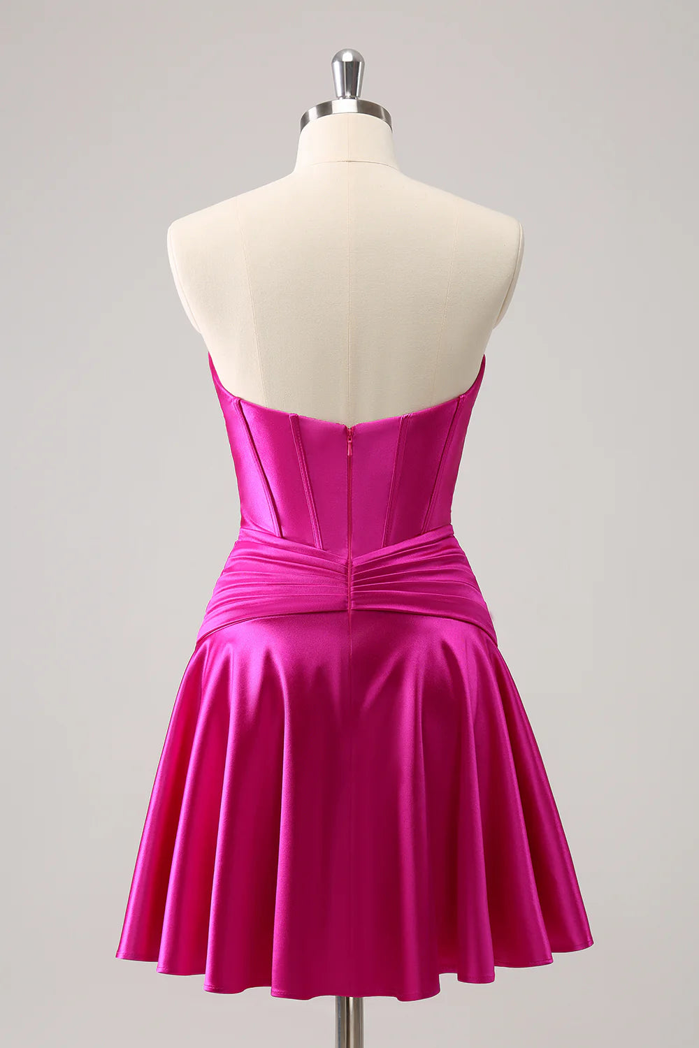 Amzcw Cute Fuchsia A Line Sweetheart Criss Cross Corset Homecoming Dress with Ruffles