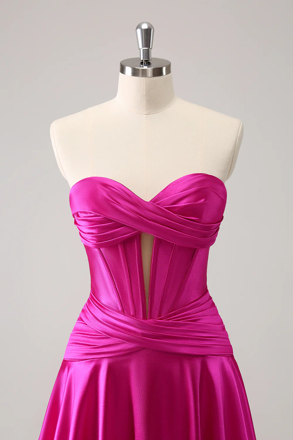 Amzcw Cute Fuchsia A Line Sweetheart Criss Cross Corset Homecoming Dress with Ruffles