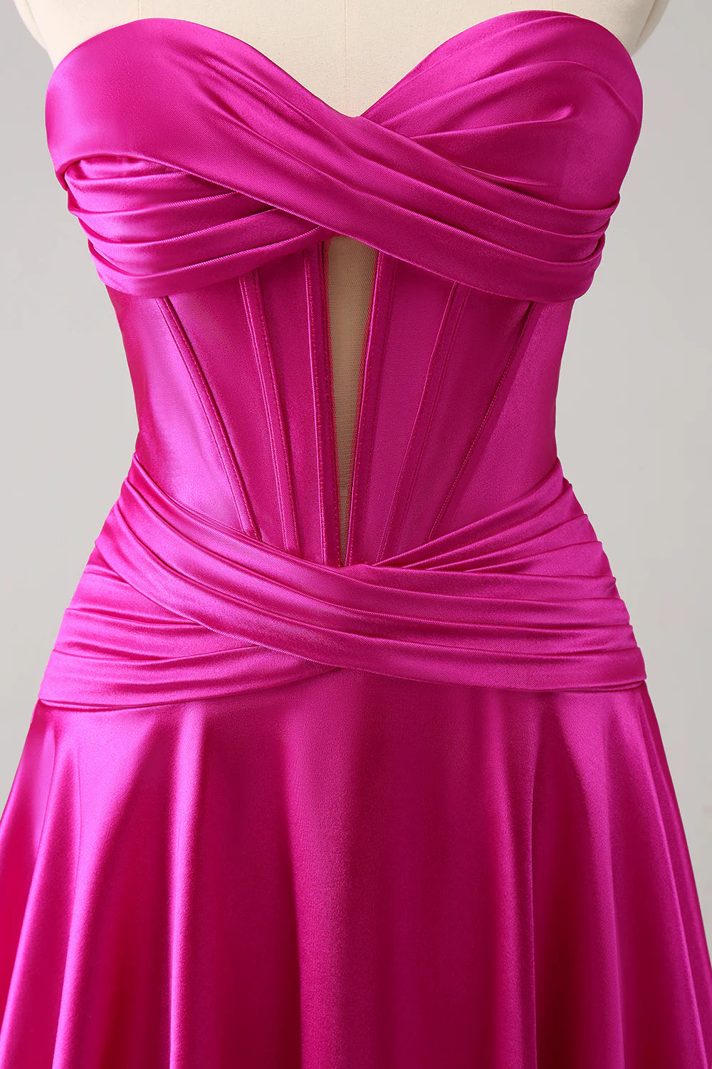 Amzcw Cute Fuchsia A Line Sweetheart Criss Cross Corset Homecoming Dress with Ruffles