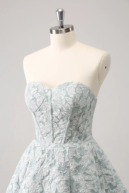 Amzcw Cute Grey Green A Line Sweetheart Corset Short Homecoming Dress