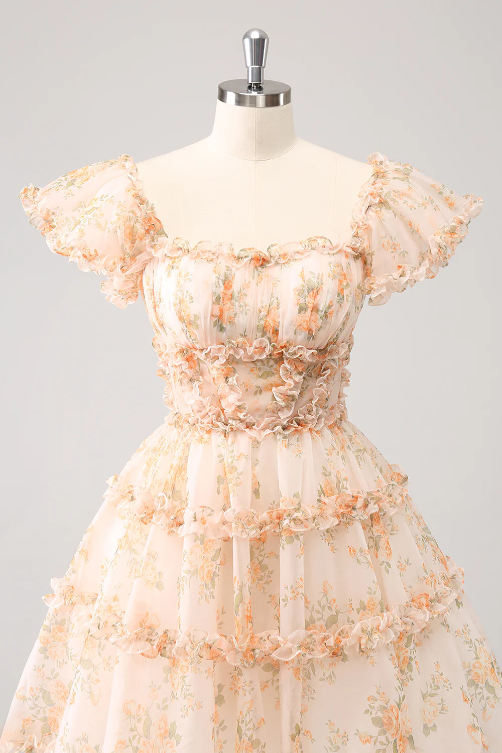 Amzcw Cute Yellow A Line Square Neck Corset Backless Short Homecoming Dress