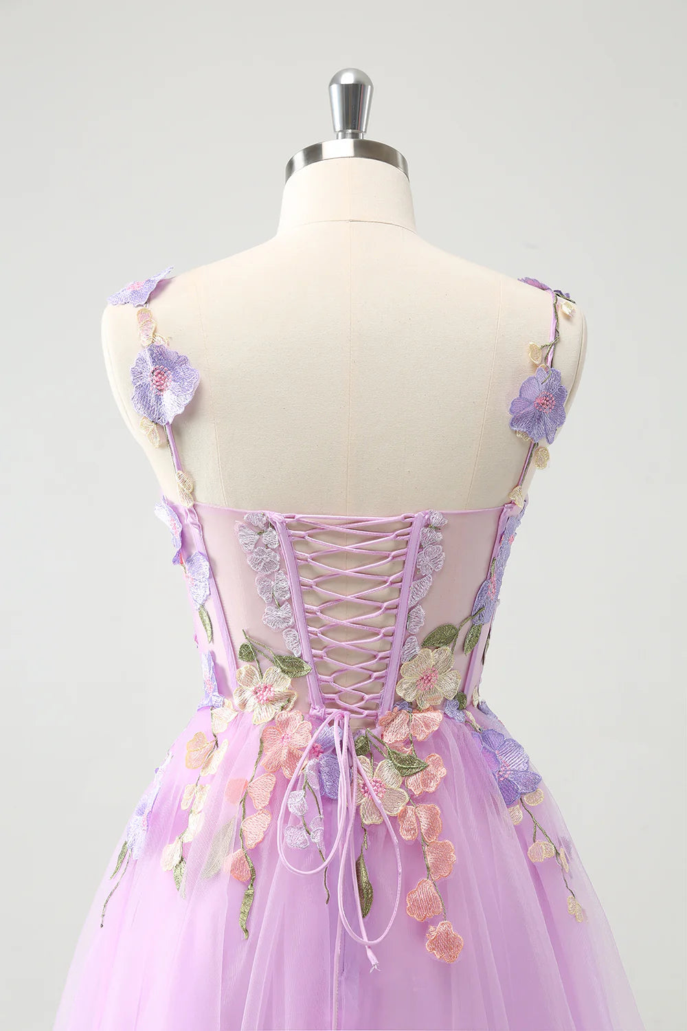 Amzcw Gorgeous Purple A Line Spaghetti Straps Short Homecoming Dress with 3D Flowers