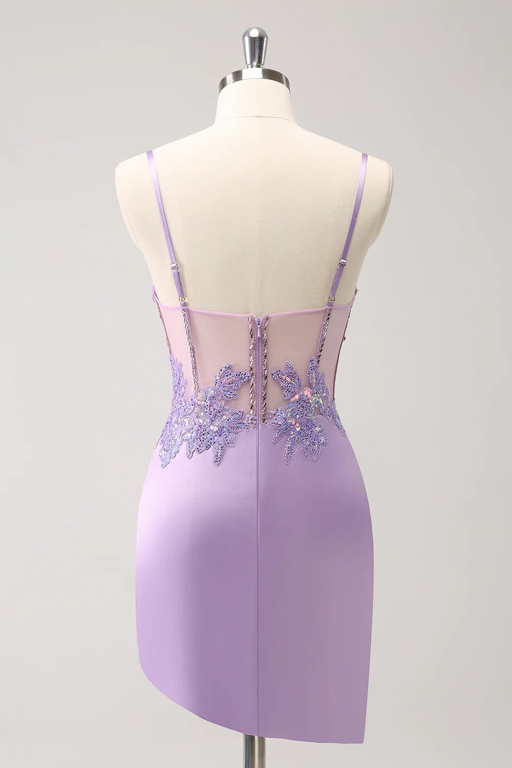 Amzcw Unique Glitter Purple Corset Pleated Tight Homecoming Dress with Sequins