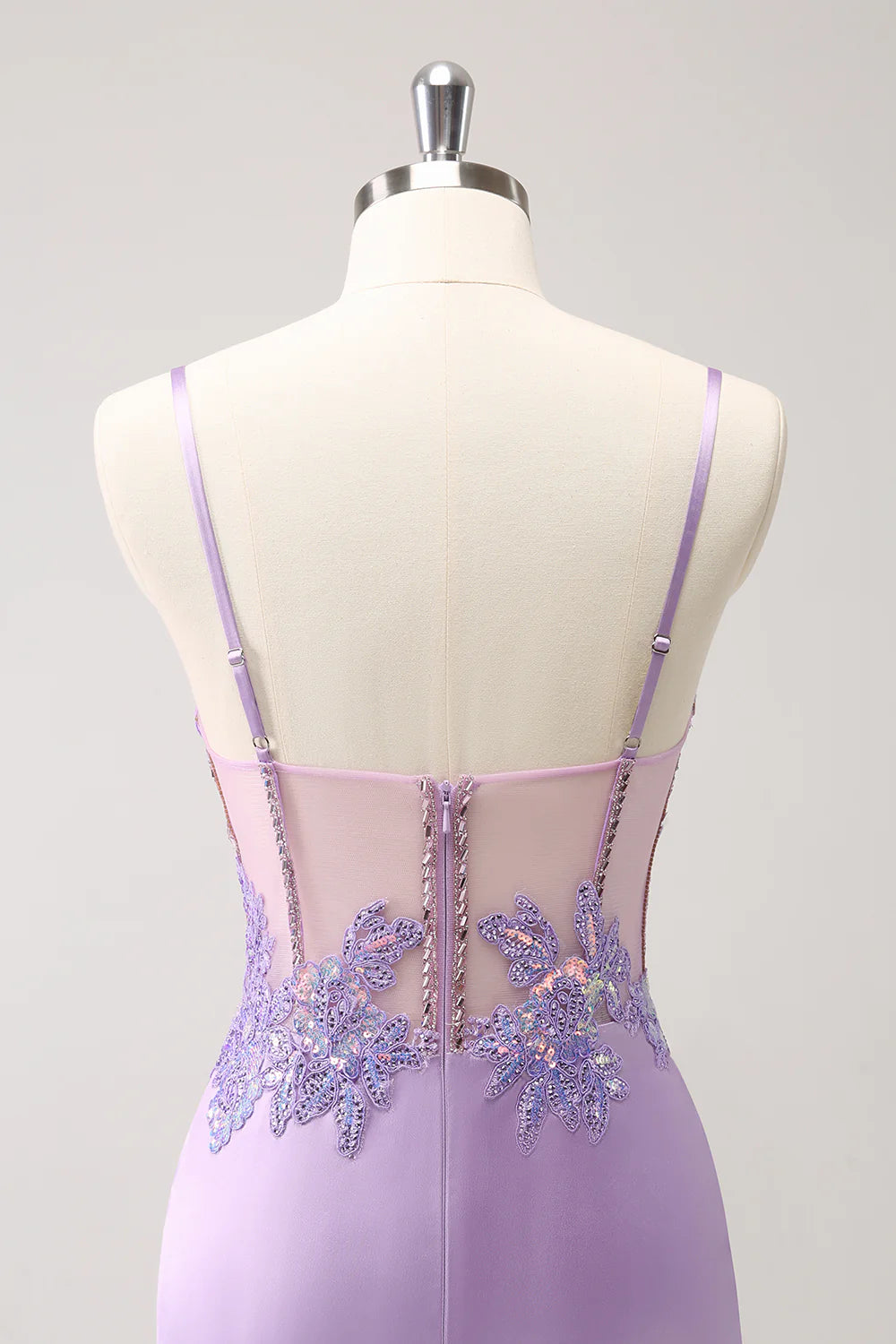 Amzcw Unique Glitter Purple Corset Pleated Tight Homecoming Dress with Sequins