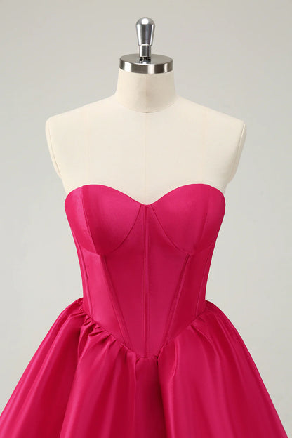Amzcw Cute A Line Sweetheart Corset Short Fuchsia Homecoming Dress