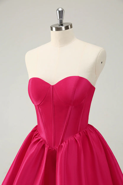 Amzcw Cute A Line Sweetheart Corset Short Fuchsia Homecoming Dress