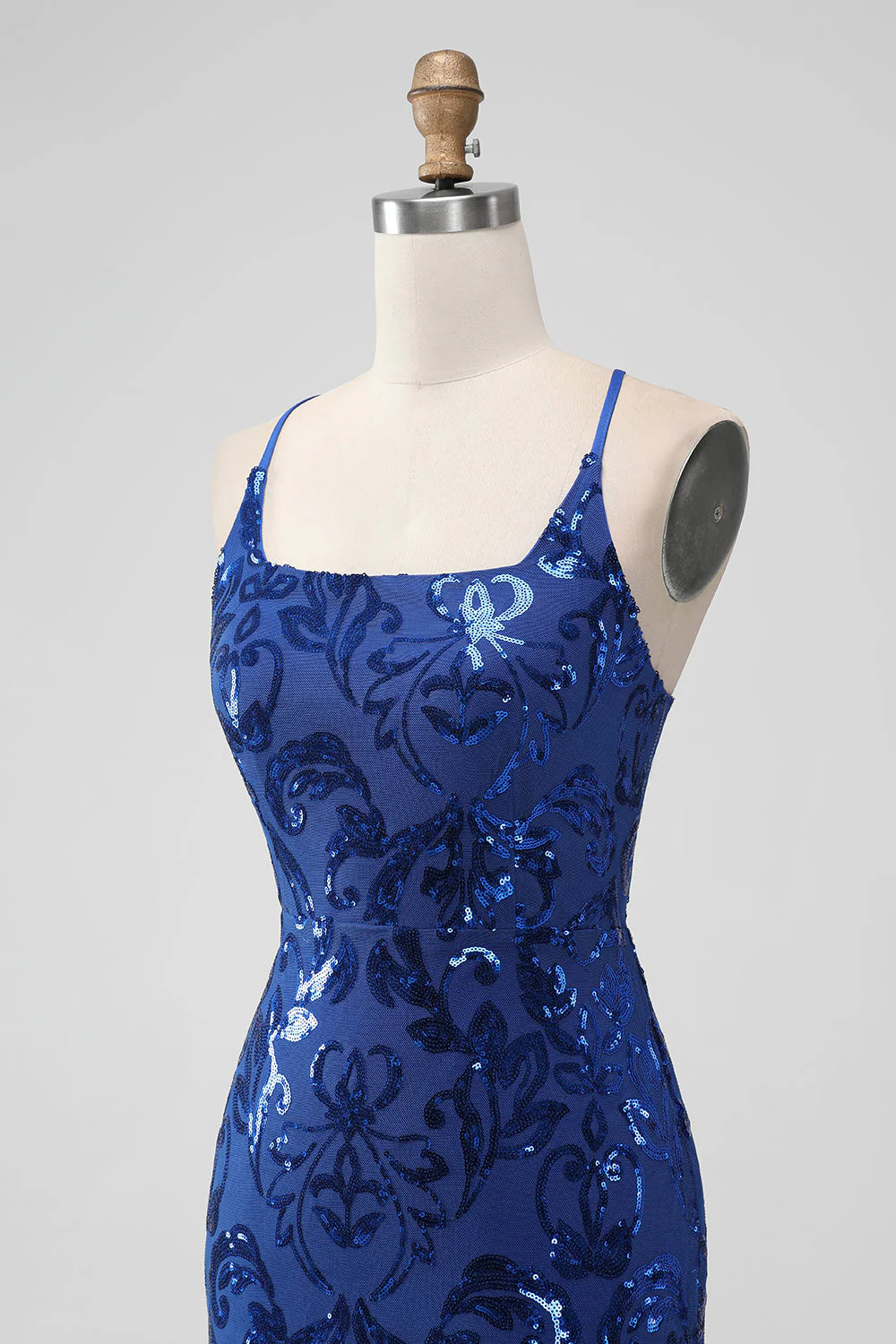 Amzcw Royal Blue Bodycon Sequins Short Homecoming Dress with Lace-up Back
