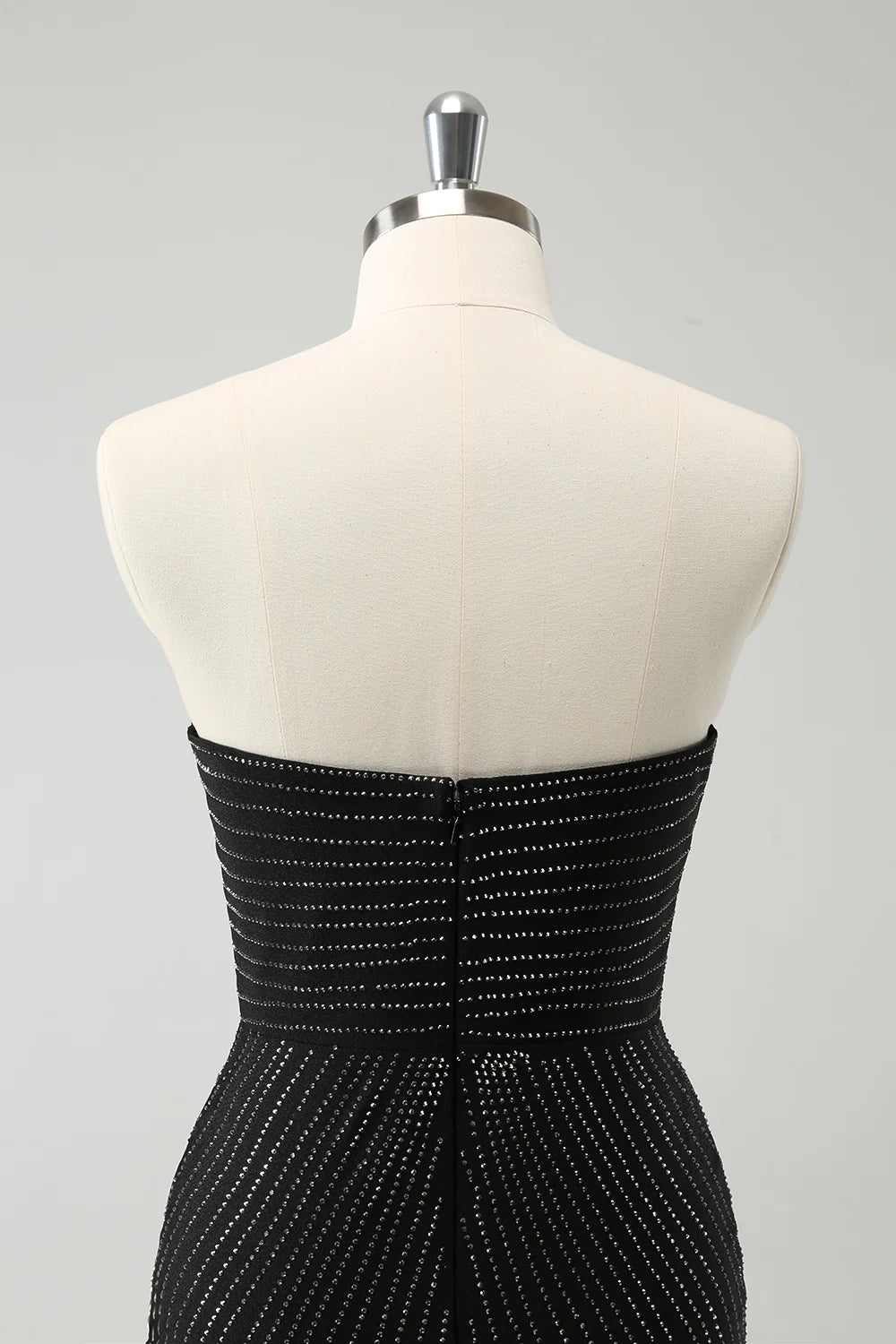 Amzcw Sparkly Black Tight Strapless Short Homecoming Dress with Beading