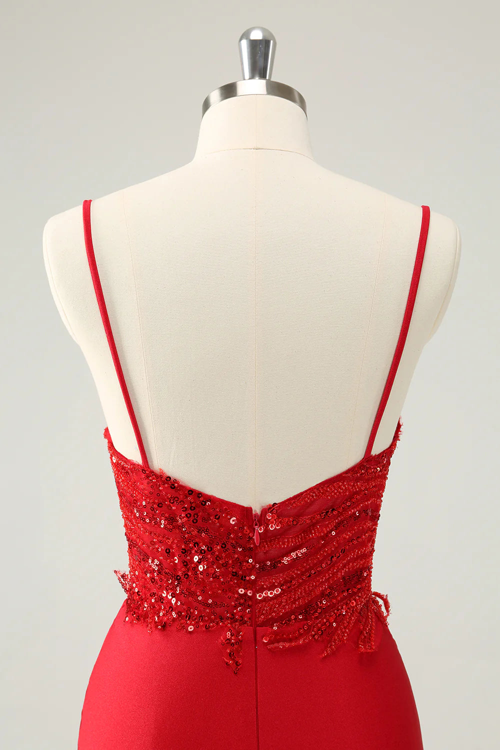 Amzcw Gorgeous Red Bodycon Spaghetti Straps Short Homecoming Dress with Sequins