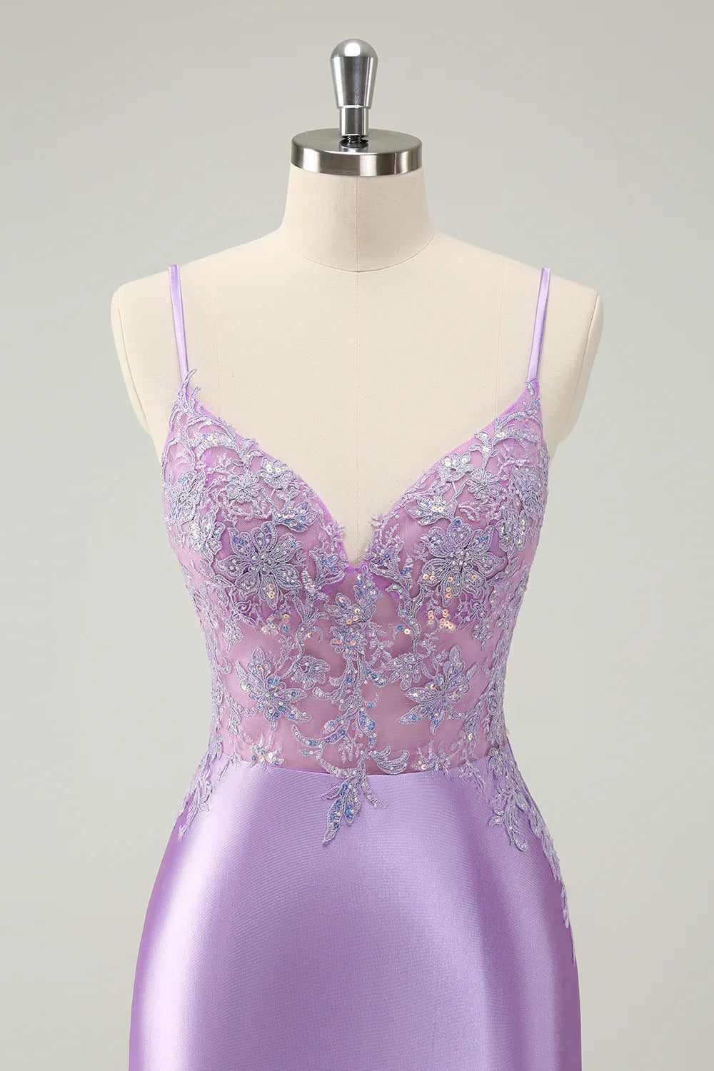 Amzcw Gorgeous Lilac Bodycon Spaghetti Straps Short Homecoming Dress with Sequins
