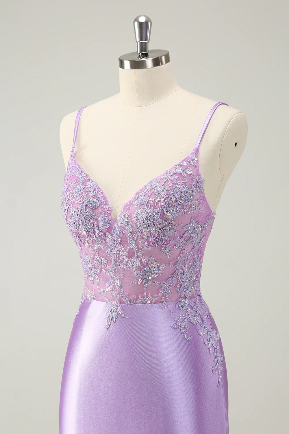 Amzcw Gorgeous Lilac Bodycon Spaghetti Straps Short Homecoming Dress with Sequins