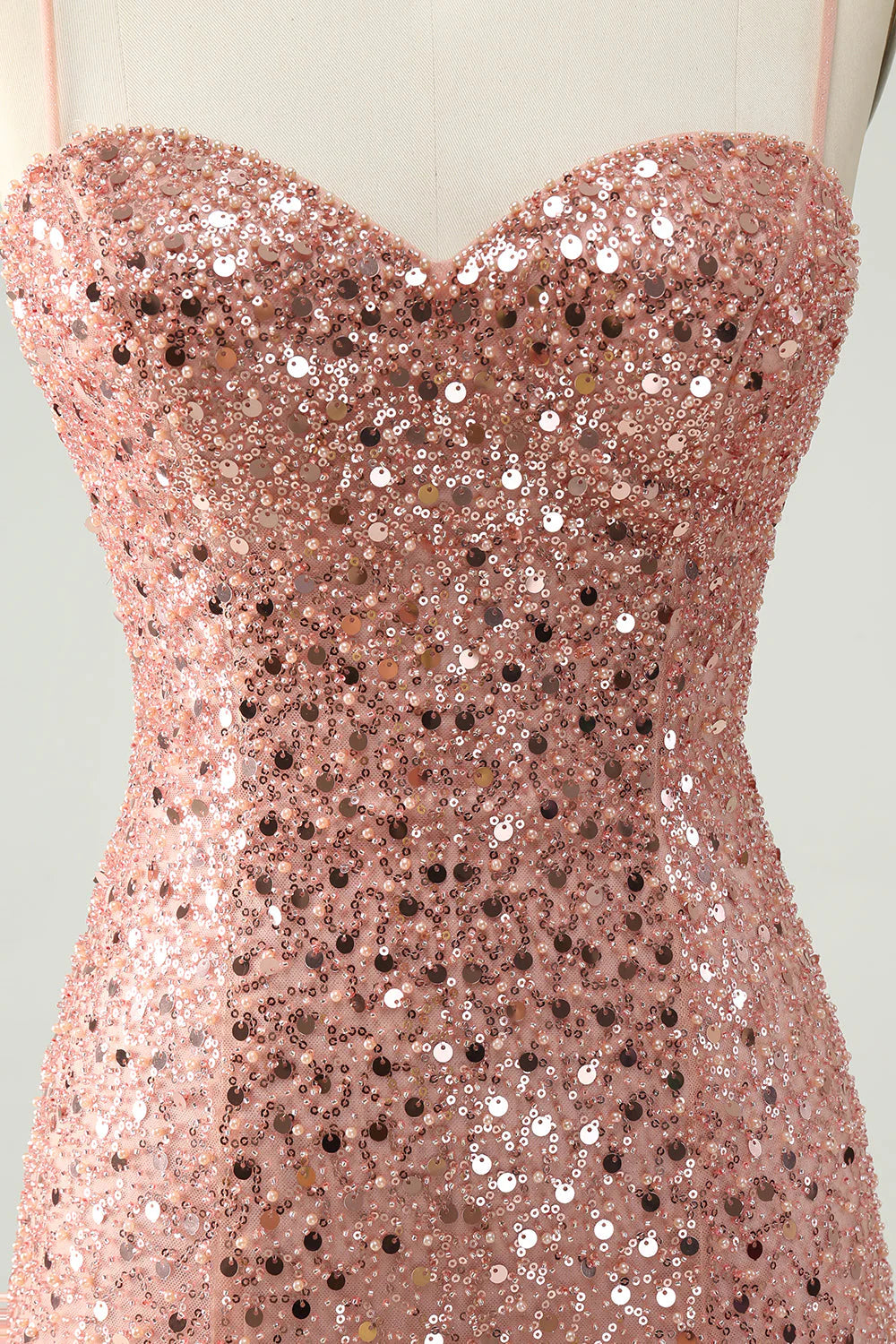 Amzcw Sparkly Blush A Line Spaghetti Straps Short Homecoming Dress with Sequins