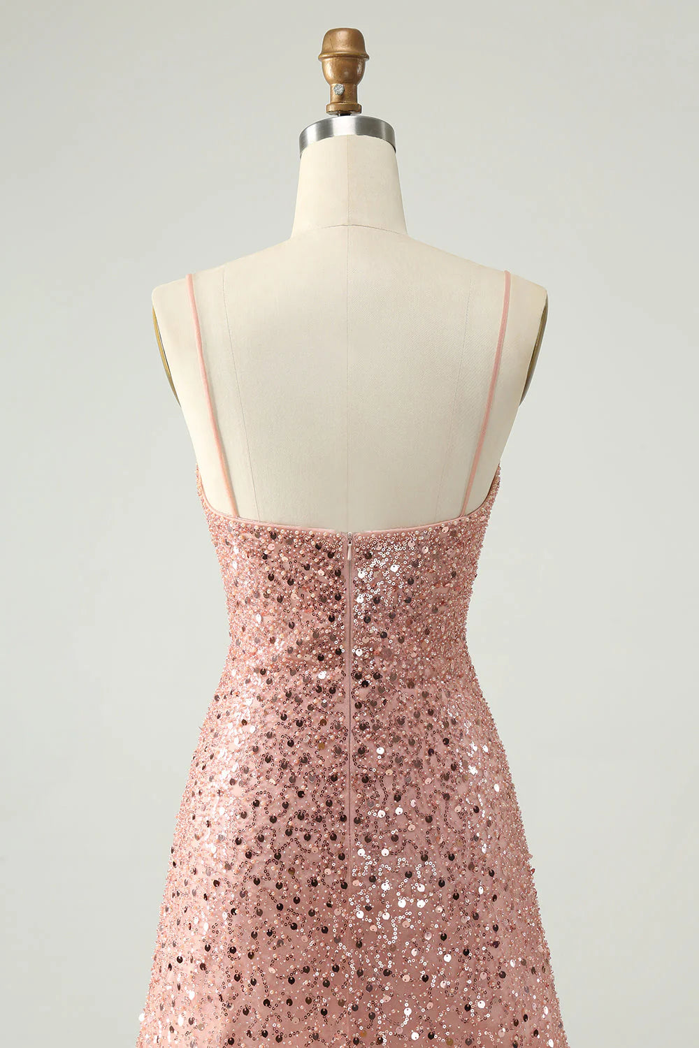 Amzcw Sparkly Blush A Line Spaghetti Straps Short Homecoming Dress with Sequins