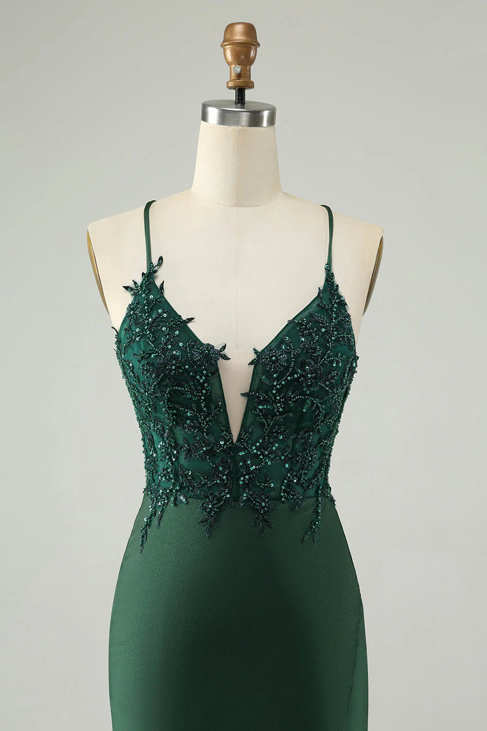 Amzcw Stylish Dark Green Bodycon V Neck Short Homecoming Dress with Beading