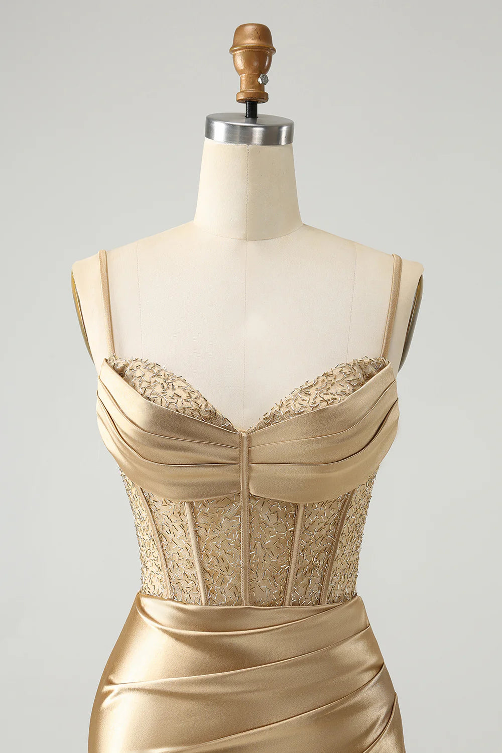 Amzcw Classy Gold Bodycon Corset Short Homecoming Dress with Lace Up Back